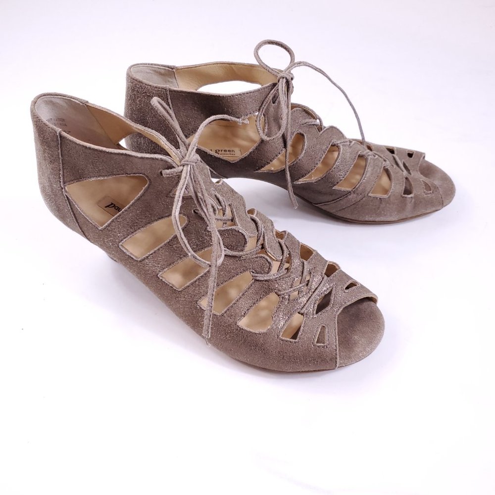 Paul Green Prague Lace Up Peep Toe Bootie Heel Sandals - Picture 4 of 7